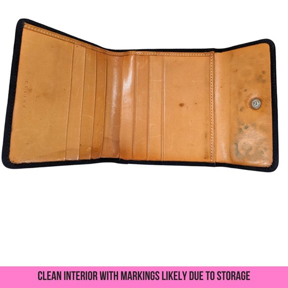 Beautiful Céline Vintage Monogram Black Suede Leather Bi-Fold Snap Wallet M/00/1 - Picture 7 of 14